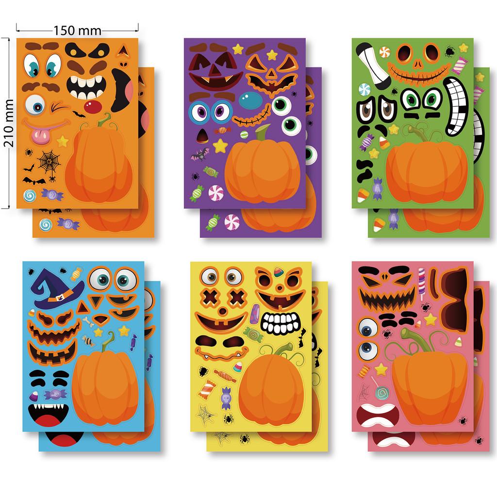 Очаровательный набор интерактивных наклеек-пазлов с детским мультяшным тыквенным дизайном на Хэллоуин Cm2206006